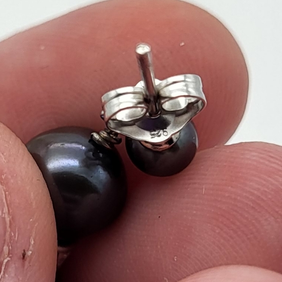 Vintage 925 silver pearl earrings - Picture 4 of 5